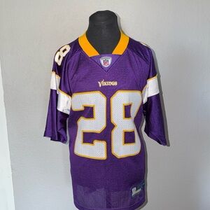 Vikings Purple and Yellow Men's Jersey MEDIUM on field Adrian Peterson #28 home